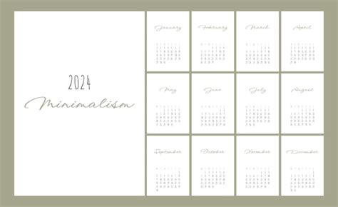 Premium Vector Calendar 2024 Trendy Minimalist Style Set Of 12 Pages