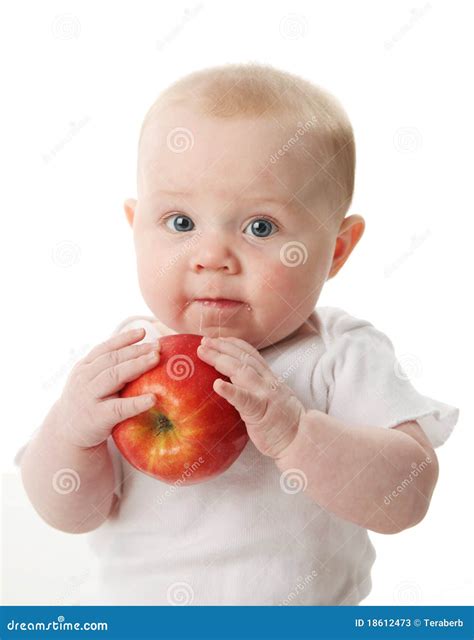 Baby Holding An Apple Stock Image Image Of Girl Beauty 18612473