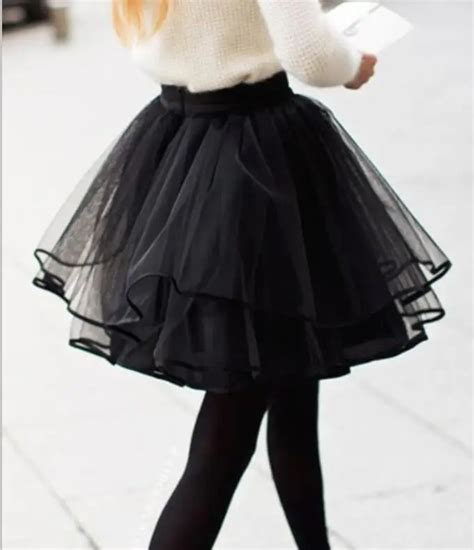 Fashion Black New Tulle Skirt Puff Adult Knee Length Tutu Women