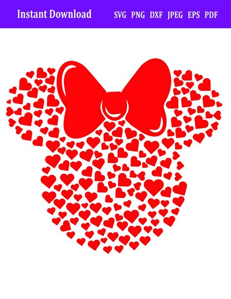 Minnie Hearts Svg Minnie Valentines Day Svg Valentines Etsy