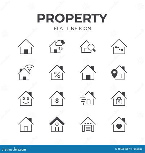 Property Icons Set Stock Vector Illustration Of House 156904607