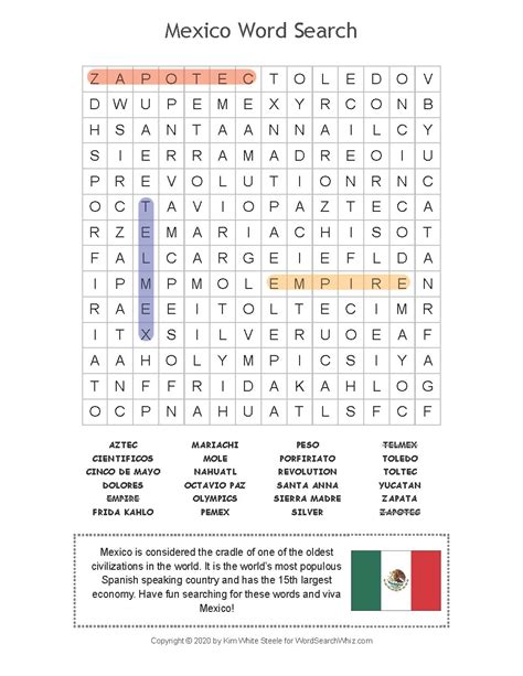 Mexico States Word Search John S Word Search Puzzles