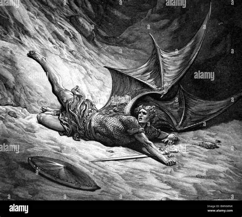 Gustave Doré Detail Of Satan Smitten By Archangel Michael From John
