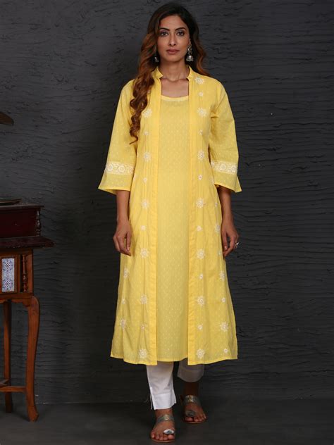 Attached Jacket Style Long Kurta With Flared Sleeves Ethnic And Beyond