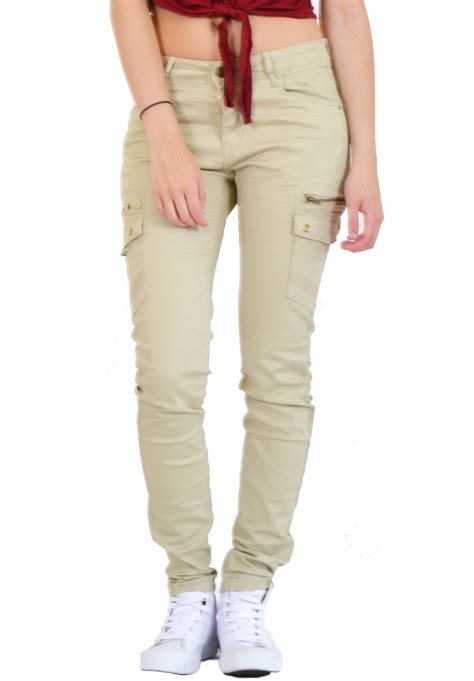 New Ladies Womens Slim Fitted Stretch Combat Jeans Pants Skinny Cargo