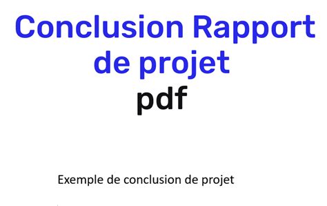Exemple De Conclusion De Projet Pdf