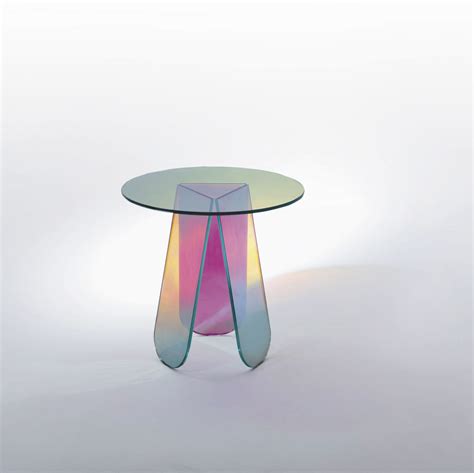 Tavolino Basso Moderno Shimmer Glas Italia In Vetro Rotondo Ovale