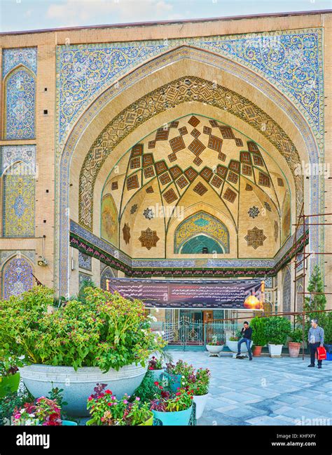 Tehran Iran October 11 2017 The Facade Of Shahs Mosque Behind The