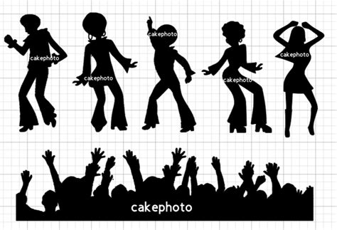 Silhouettes Disco Dancers And Crowd Edible Image