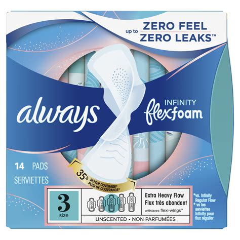 Always Infinity Flexfoam Pads Size 3 Extra Heavy Absorb Unscented