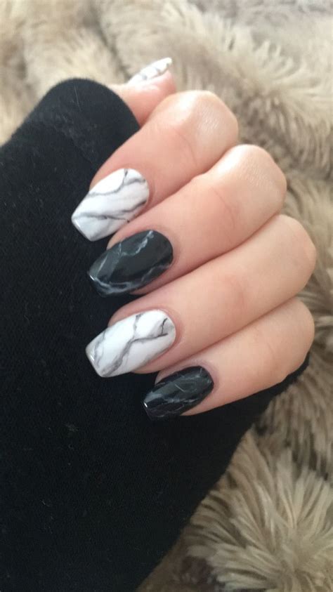 Black And White Marble Nails Marble Acrylic Nails Acrylic Nail