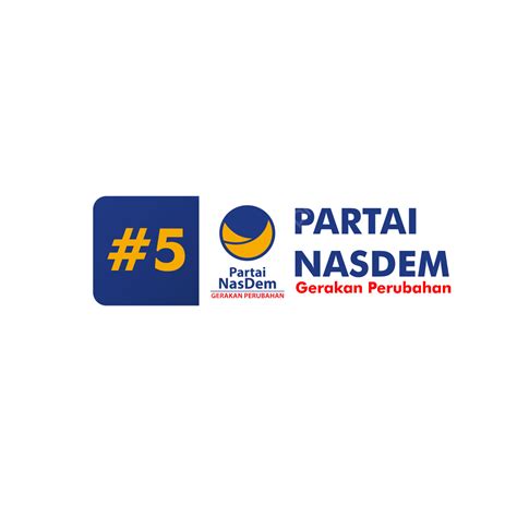 Stiker Logo Partai Nasdem Nomor Seri 5 Pemilu Indonesia 2024 Vektor