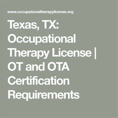 Texas Tx Occupational Therapy License Ot And Ota Certification