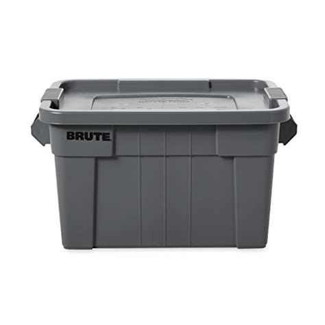 Rubbermaid Commercial Brute Tote Storage Bin With Lid 14 Gallon Gray
