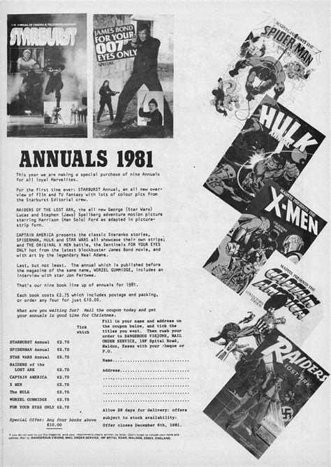 STARLOGGED GEEK MEDIA AGAIN 1981 MARVEL UK ANNUALS
