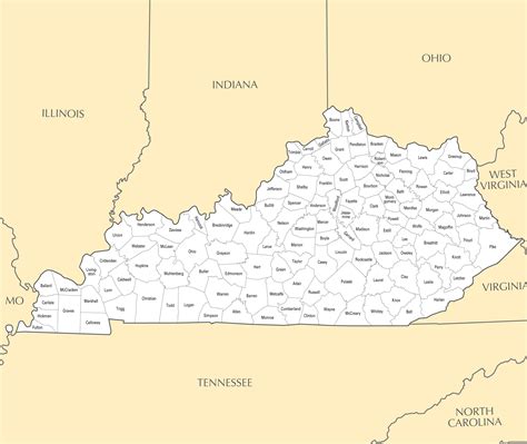 Kentucky State Map With Cities And Counties Map