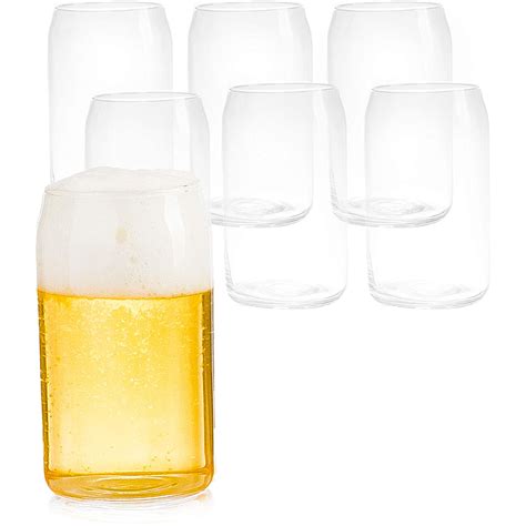 Upper Midland Products Beer Can Glasses 16 Oz Clear Drinking Glasses