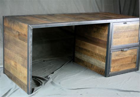 Reclaimed Wood Desk With File Drawers Combine 9 Industrial Furniture