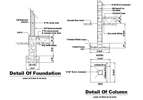 Foundation And Column Detail Dwg File Cadbull