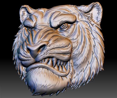 3d File Tiger Head Stl File 3d Model Relief For Cnc Router Or 3d