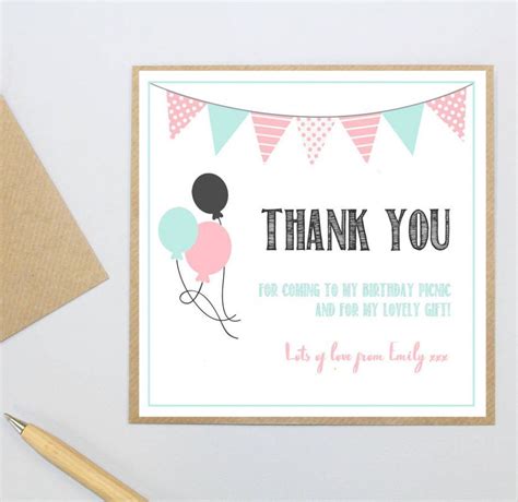 Thank You For Coming To My Party Wish Card Bracelet Birthday Favours