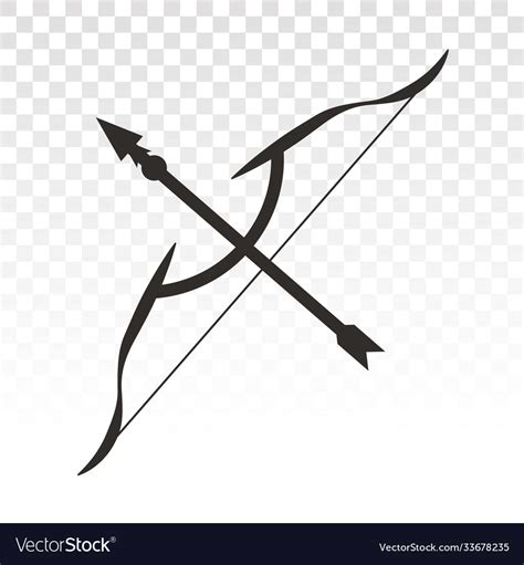 Long Bow With Arrow Archery Flat Icon Royalty Free Vector