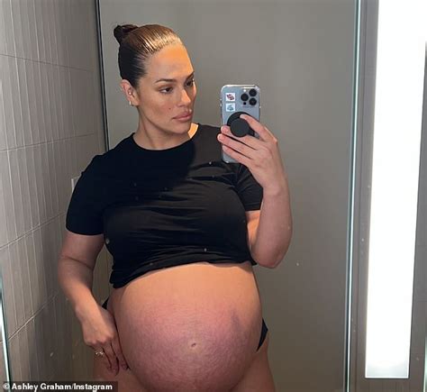 Very Pregnant Ashley Graham Reveals Her Full Term Belly In A Series Of