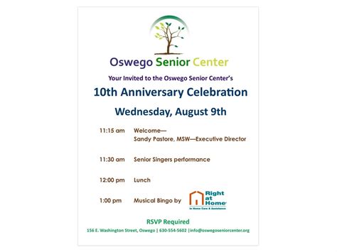Oswego Senior Center Celebrating 10th Anniversary Oswego Il Patch