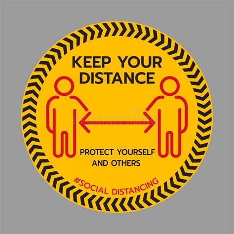 Keep Your Distance Sign Stop Wait Here Floor Sticker Social