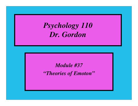 Module 37 Theories Of Emotion Psychology Psy 110 Docsity