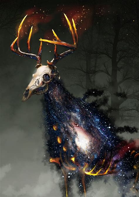 Burning Deer By Yuuza On Deviantart Creature Artwork Creature Concept