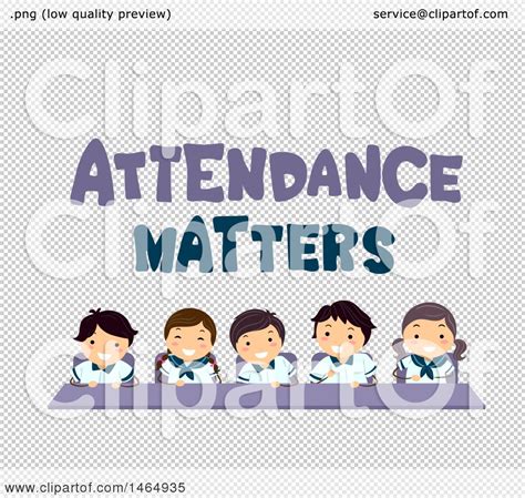 Clipart Of A Group Of School Children Under Attendance Matters Text
