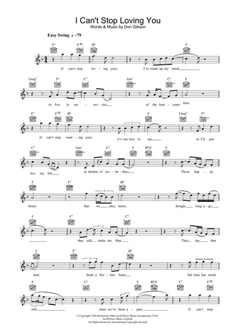 I Cant Stop Loving You Sheet Music Ray Charles Lead Sheet Fake Book