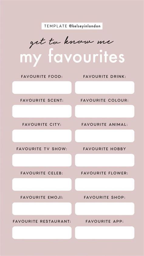 Instagram Story Template Get To Know Me About Me Template Instagram