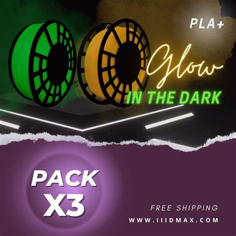 3x 1kg Glow In The Dark Pla Free Shipping Iiid Max