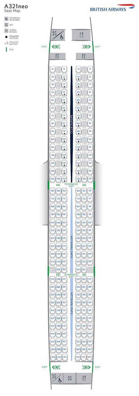 British Airways A320neo Seat Map