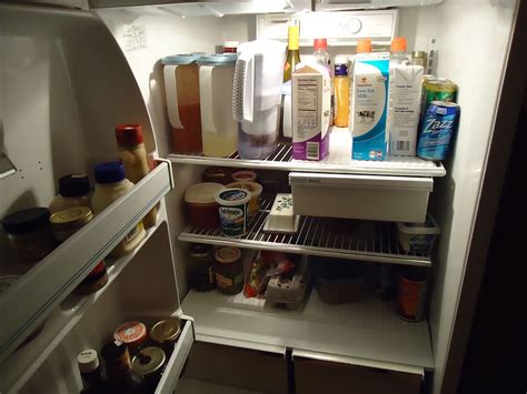 Fridge Refrigerator Open Door Food Shelves Shelf Inside