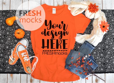 Download Gildan G500L Ladies Tshirt T-Shirt Tee Orange Halloween ...