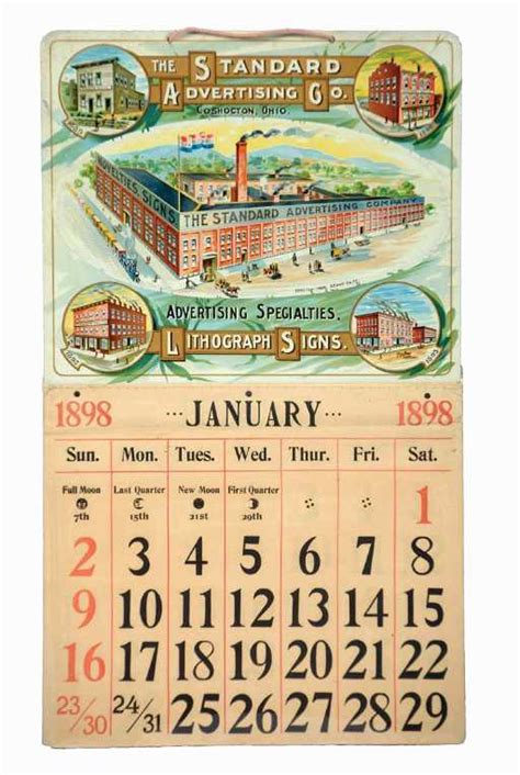The Standard Advertising Co January 1898 Calendar