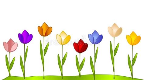 Tulip Garden Row Of Tulips A Clip Art Illustration Of A Row Of Multi