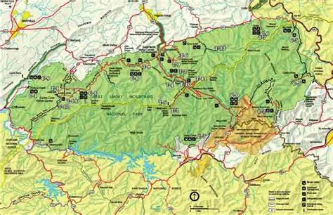 Smoky Mountain National Park Trail Map Vector U S Map