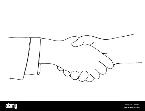 One Line Drawing Handshake Vector Illustration Stock Vector Image And Art
