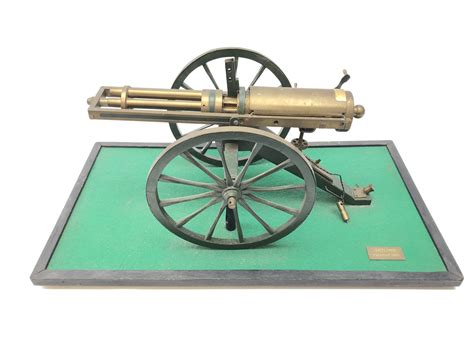 Scratch Built Brass Model Of An 1861 Gatling Gun With Rotating Barrels