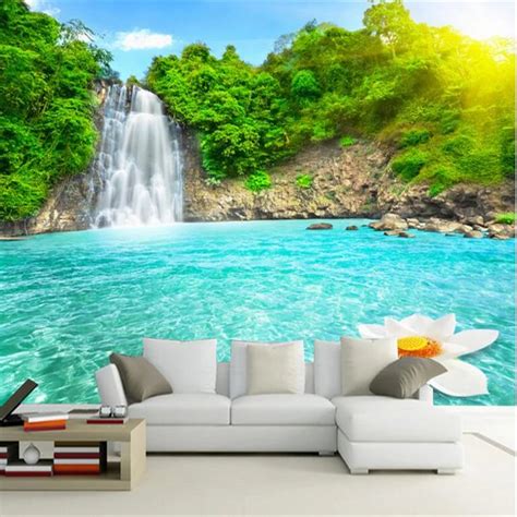 Beibehang Large Custom Wallpaper 3d Home Decoration Painting Waterfall