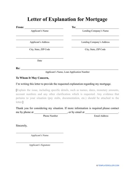 Letter Of Explanation For Mortgage Word Template Examples Letter My