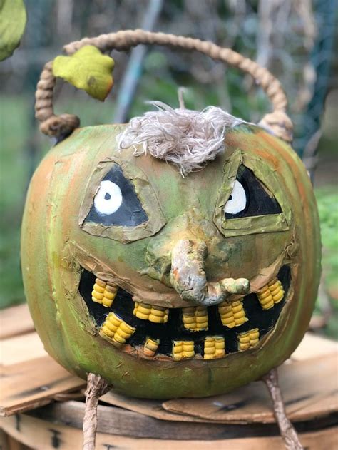 Green Pumpkin Goblin By Threepaintedowls On Etsy Halloween