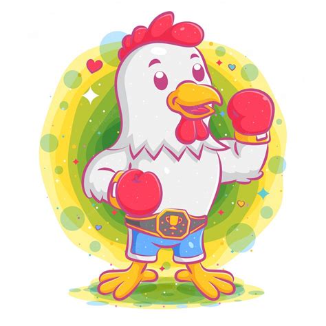 Premium Vector Rooster Boxer Wearing Boxing Championship Belt