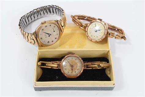 Lot 133 Three 9ct Gold Vintage Wristwatches