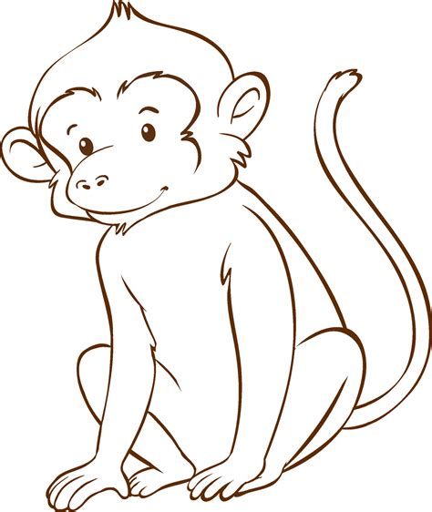 Monkey In Doodle Simple Style On White Background 5334606 Vector Art At