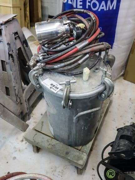 Devilbiss Paint Pot With Hose And Spray Gun On Casters Roller Auctions